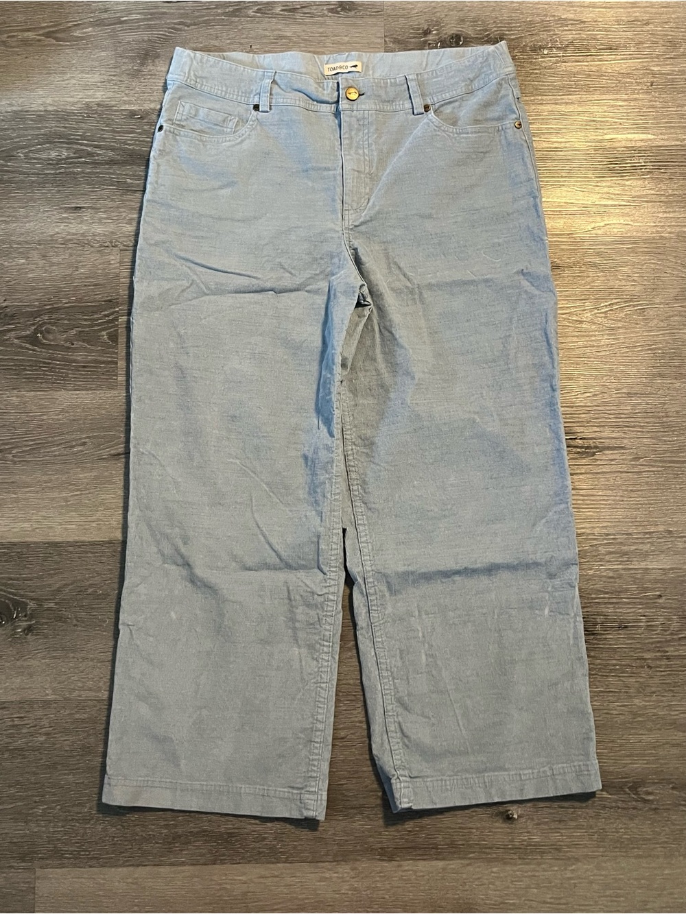 Toad&Co Karuna Corduroy Wide Leg Pants Weathered Blue Size 12 Organic Cotton